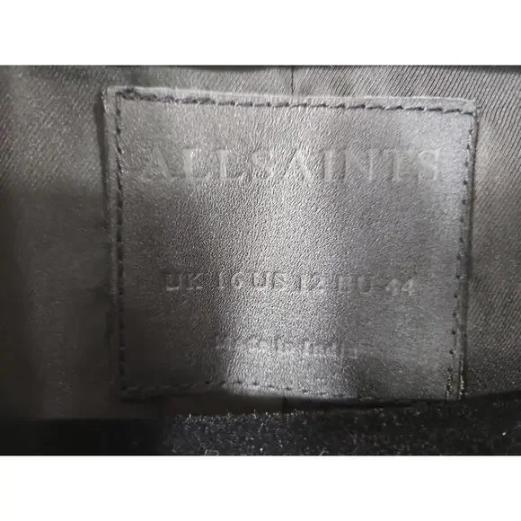 AllSaints Dalby Slim Fit Leather Biker Jacket Black/Gold - Picture 13 of 13